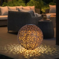 Solarkugel AußEnlampe Gartenlampe Led Blumen Dekoleuchte Rost Steckleuchte Rund