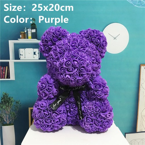 PE Plastic Artificial Flowers Rose Bear Multicolor Foam Rose Flower Teddy Bear - Picture 7 of 16
