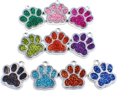 HAN SHENG 40 Pcs Animal Cat Dog Paw Chunk Charms Pendants Crystal Beads... 
