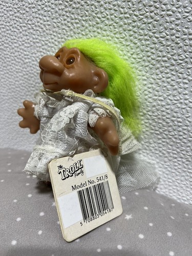 DAM Troll Bride White Lace Wedding Dress & Vail Lime Green Hair 1986 TAGS V RARE - Picture 3 of 9