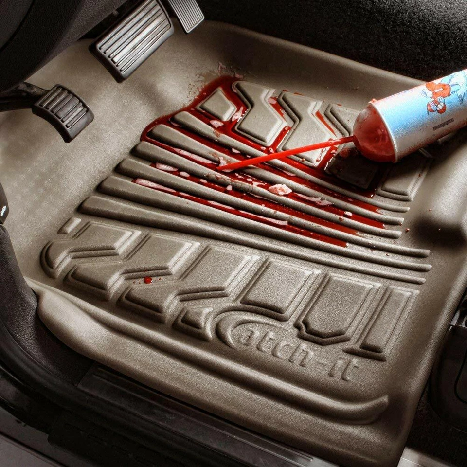 Forros de piso bronceados GMC 2007-2014 Acadia Lund CatchIt de vinilo primera fila Foto 4 de 4