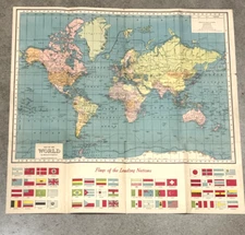C.1925 Hammond's Map of World  25" x 23.75" for Liggett's, The Rexall Drug Store