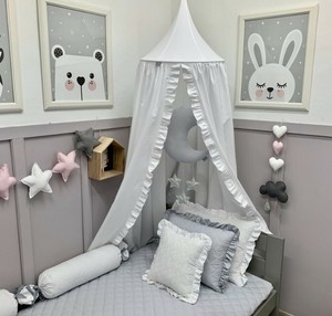 kinder betthimmel baldachin betthimmel mit ruschen in weiss handmade ebay