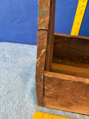 Antique Primitive Carpenters Wooden Tool Box Caddy - Picture 10 of 22