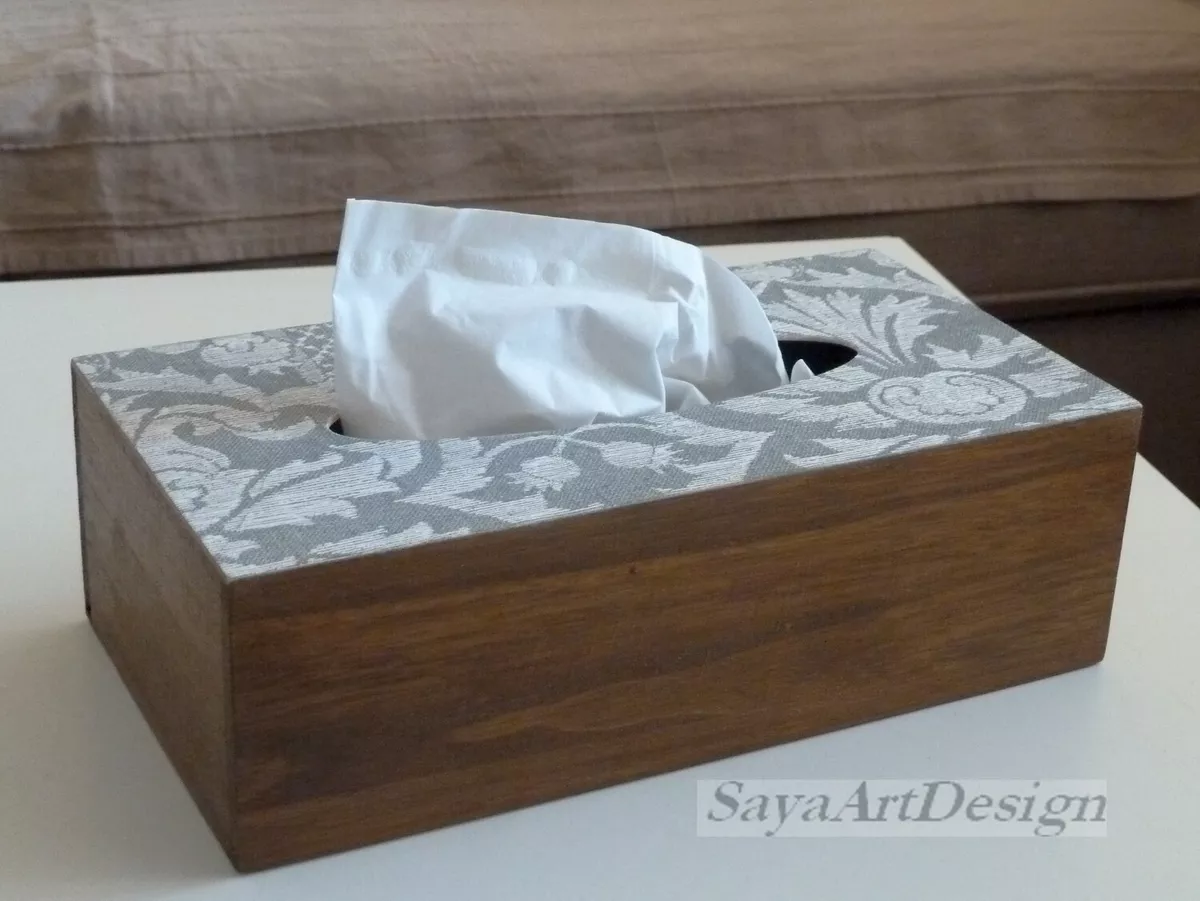 Tissue Box Cover. Wooden Box. Decoupage Napkins box. Bathroom