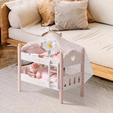 Robud Baby Doll Bunk Beds Wooden Stackable Doll Cribs for 18 in Dolls Furniture