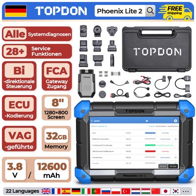 NEU TOPDON Phoenix Lite 2 Profi Auto Diagnosegerät KFZ OBD2 Scanner Alle Systeme