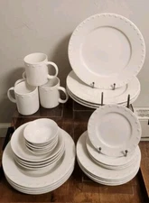 39pc EVENING PEARLS by  Oneida Service/4 Dinnerware 3 Size Plates, 3 Size Bowls+