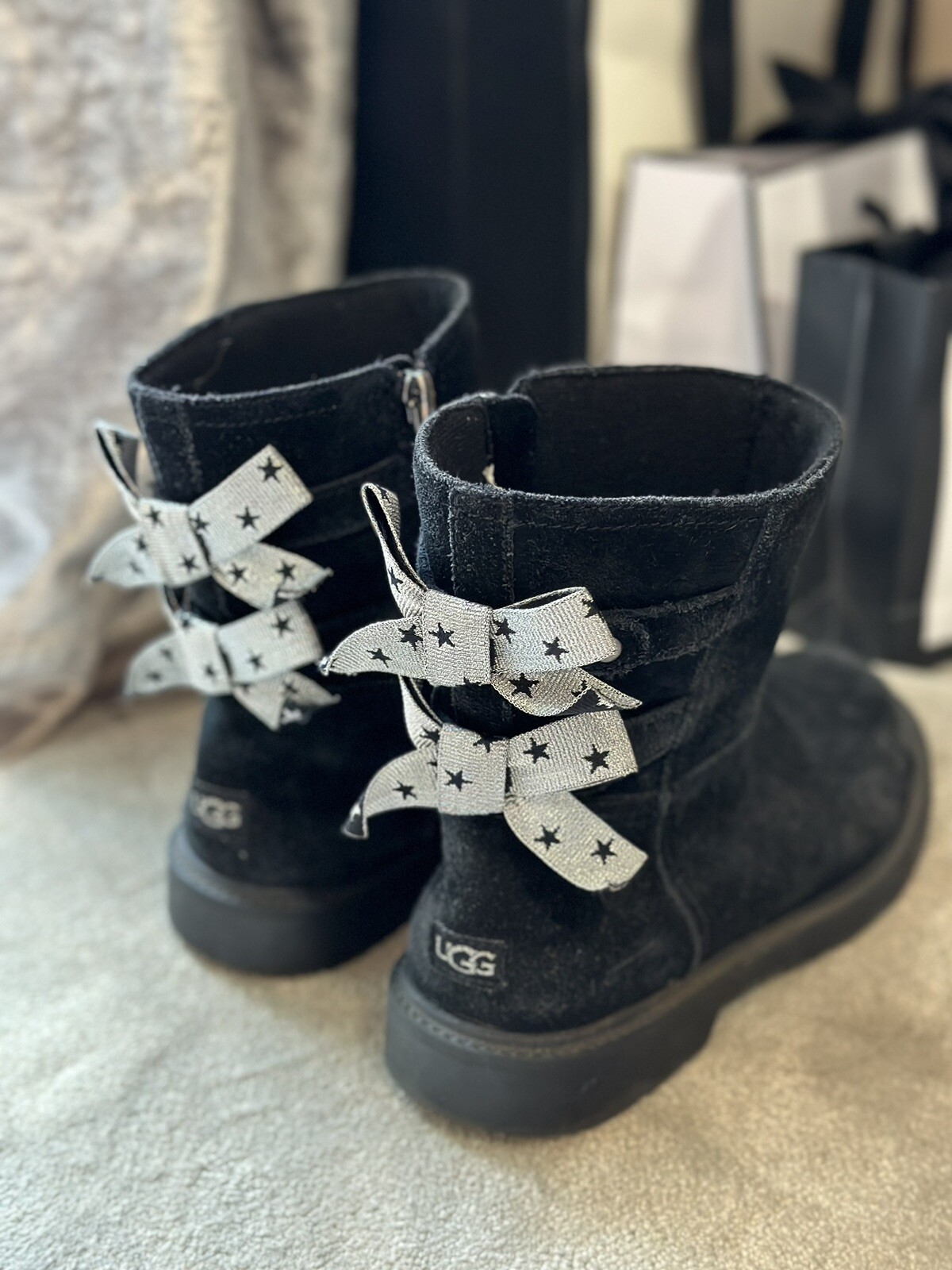 girls Ugg Boots size 13 black bow eBay