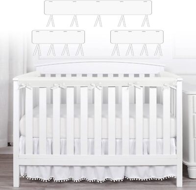 3 Pieces Crib Rail Cover- Protector Safe Teething Guard Wrap , Gray