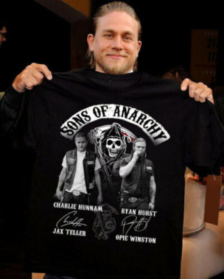 Sons Of Anarchy Charlie Hunnam Ryan Hurst Signature T Shirt Vintage Men Gift Tee