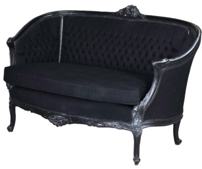 Prunksofa Sitzbank Schwarz Rokoko Sofa Barocksessel Polstersofa Barock Couch