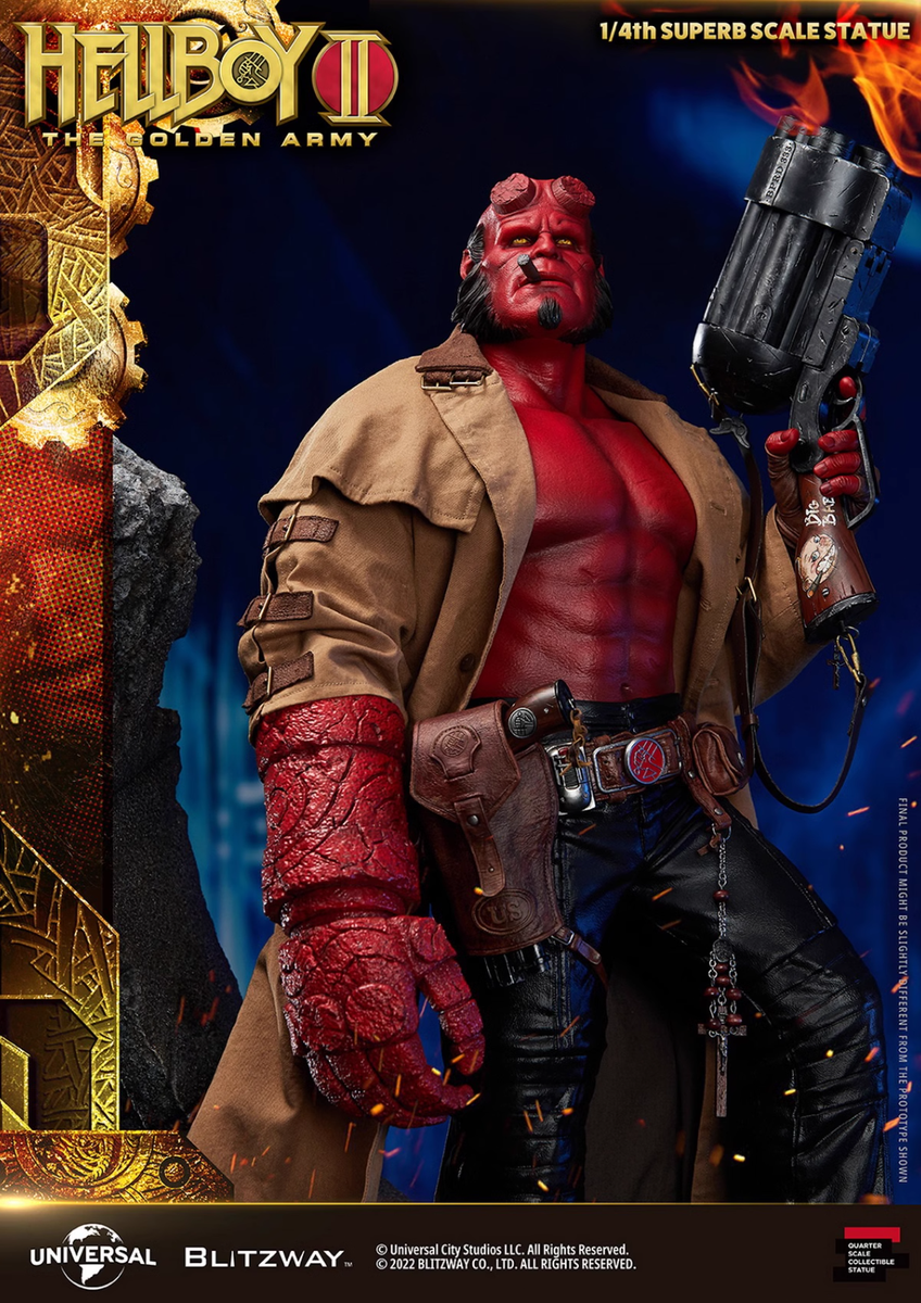 Blitzway 1/4 HellBoy II GoldenArmy Hellboy Resin Statue H70cm In