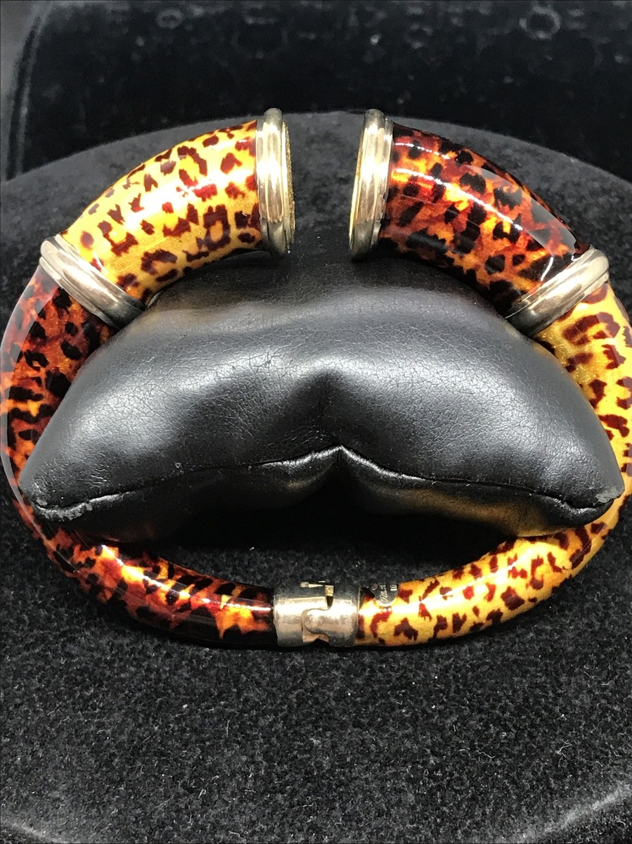 Bracelet FLLI MENEGATTI Leopard En Or Argenté Vermeil - Occasion, Bijou Fantaisie Porté