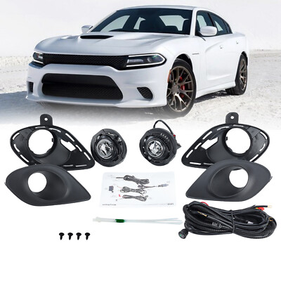 LED Bumper Fog Light w/ Cover Bracket Wiring Kit For Dodge Charger SRT  2015-2023