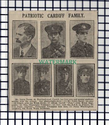 C7202) Mr Lewis Davey Cardiff Albert Alfred Gus Ivor Jones Wales - 1916 Steckling