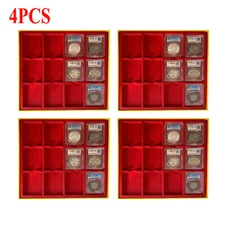 4PC Cardboard Display Storage Box Case for 12Certified PCGS NGC Coin Slab Holder