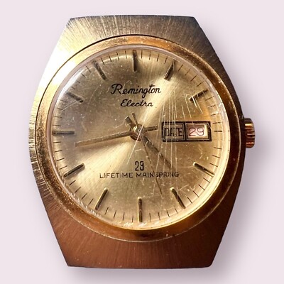 VINTAGE REMINGTON ELECTRA 23 MENS WRIST WATCH GOLD TONE FOR PARTS