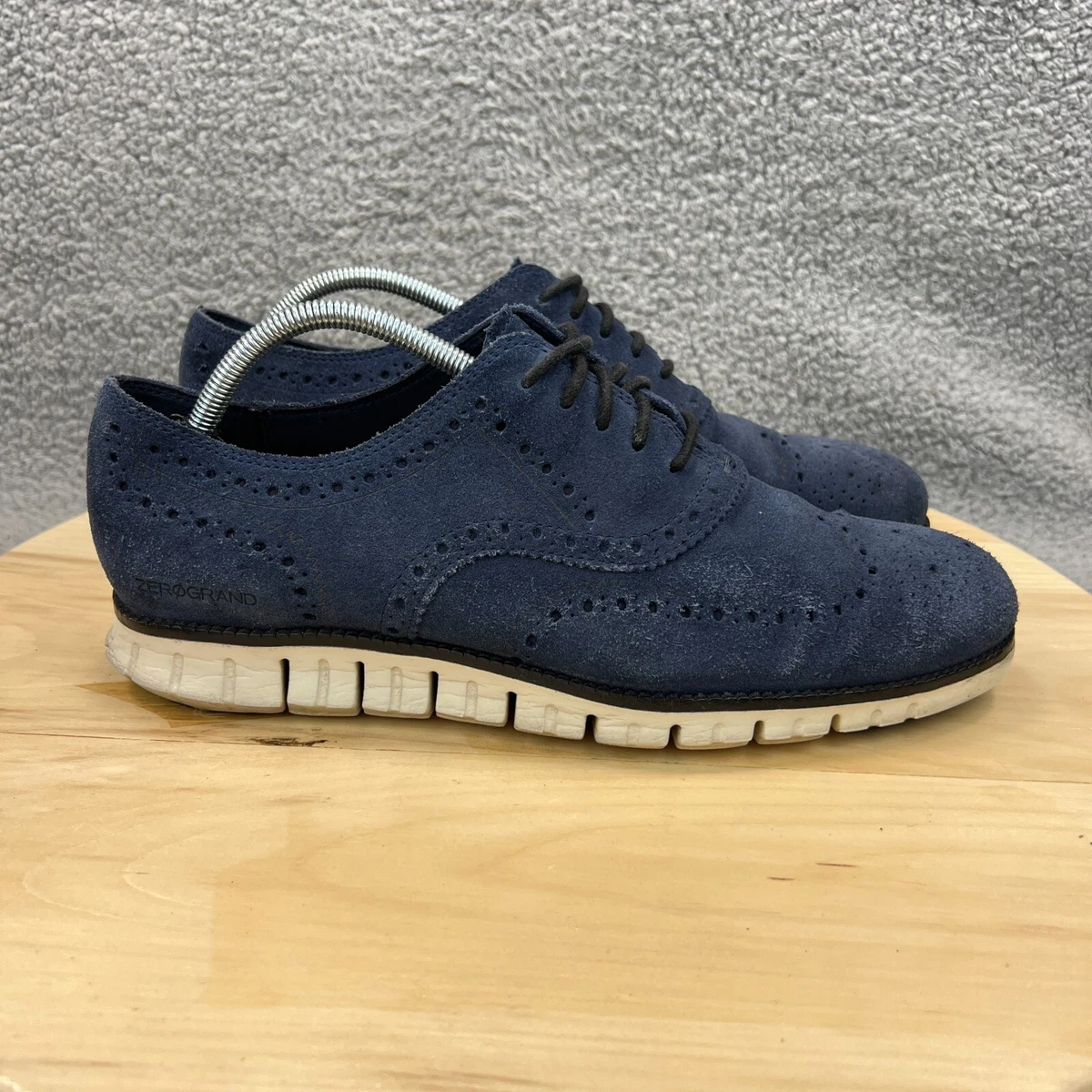 Cole Haan ZeroGrand Wingtip Mens Size 10.5 Shoes Blue Suede Oxford