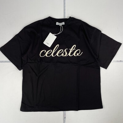 Celesto T-Shirt Small schwarz Herren Oversized Baumwolle bestickt Spruch Logo