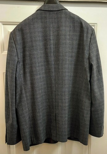 BEN SHERMAN MEN'S GRAY PLAID 2-BUTTON POLYESTER BLEND SPORTS BLAZER SIZE R48 - Picture 7 of 16
