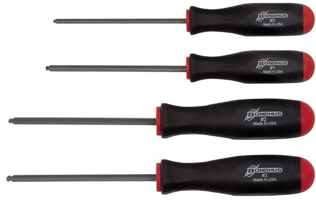 Bondhus 4pc Ball End Square Robertson Screwdriver Set SQ 0 1 2 3
