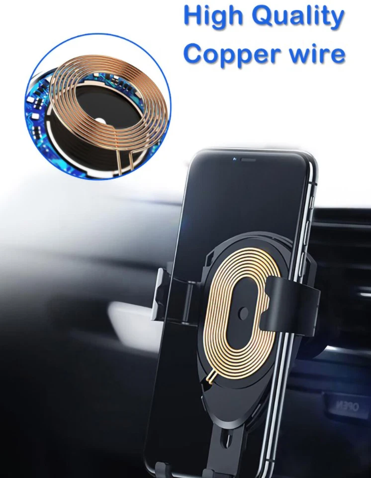 Car Mount Qi Wireless Charger Air Vent Phone Holder Fast Charging For Cellphones - Image 2 of 4