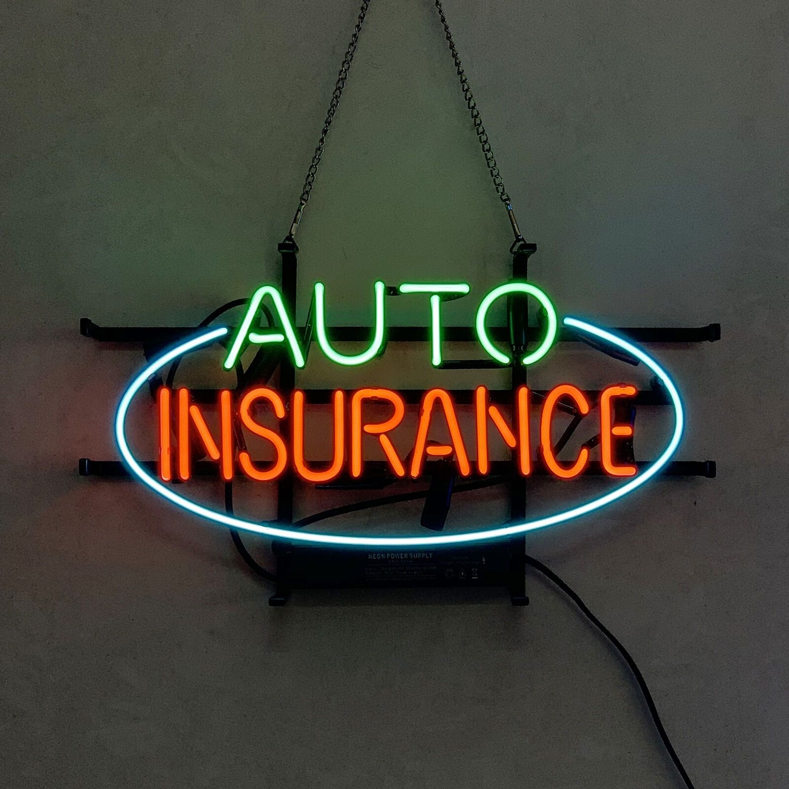 Auto Insurance Neon Sign Light Store Windows Wall Decor Visual Artwork 17"X14"