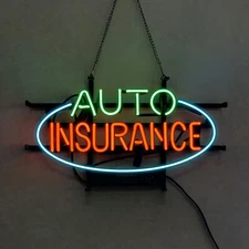 Auto Insurance Neon Sign Light Store Open Wall Hanging Real Glass Tube 17"x14"