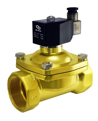 #ad 2quot; Inch Brass Zero Differential Electric Solenoid Air Gas Water Valve 110V AC NC $349.99