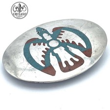 Native American Inlaid Turquoise  Coral Bird Belt Buckle