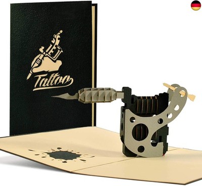Ausgefallener Gutschein für ein Tattoo, Originelle 3D Pop-up Karte für T