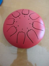 Red Steel Tongue Drum 6"in 8 Note Steel Hand Drum 