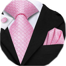 Mens Paisley Floral Silk Tie for Men Striped Necktie and Pocket Square Cufflinks