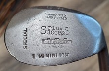 Antique Vintage Rare Wilson Plus Success Hickory Wood Shaft Golf Club Niblick