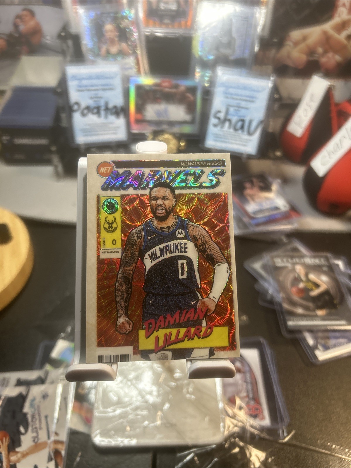 2023-24 Hoops Premium Stock Damian Lillard Retro Net Marvels Scope Prizm SSP #30