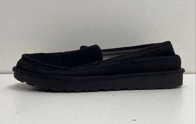 UGG Ascot Black Suede Men's Sheepskin Lined Loafer Slipper Size 11
