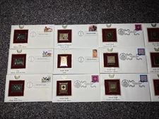 Lot Of 12 Assorted 22 Kt Gold Stamps 1984,1999,2001,2002 First Day Of Issue
