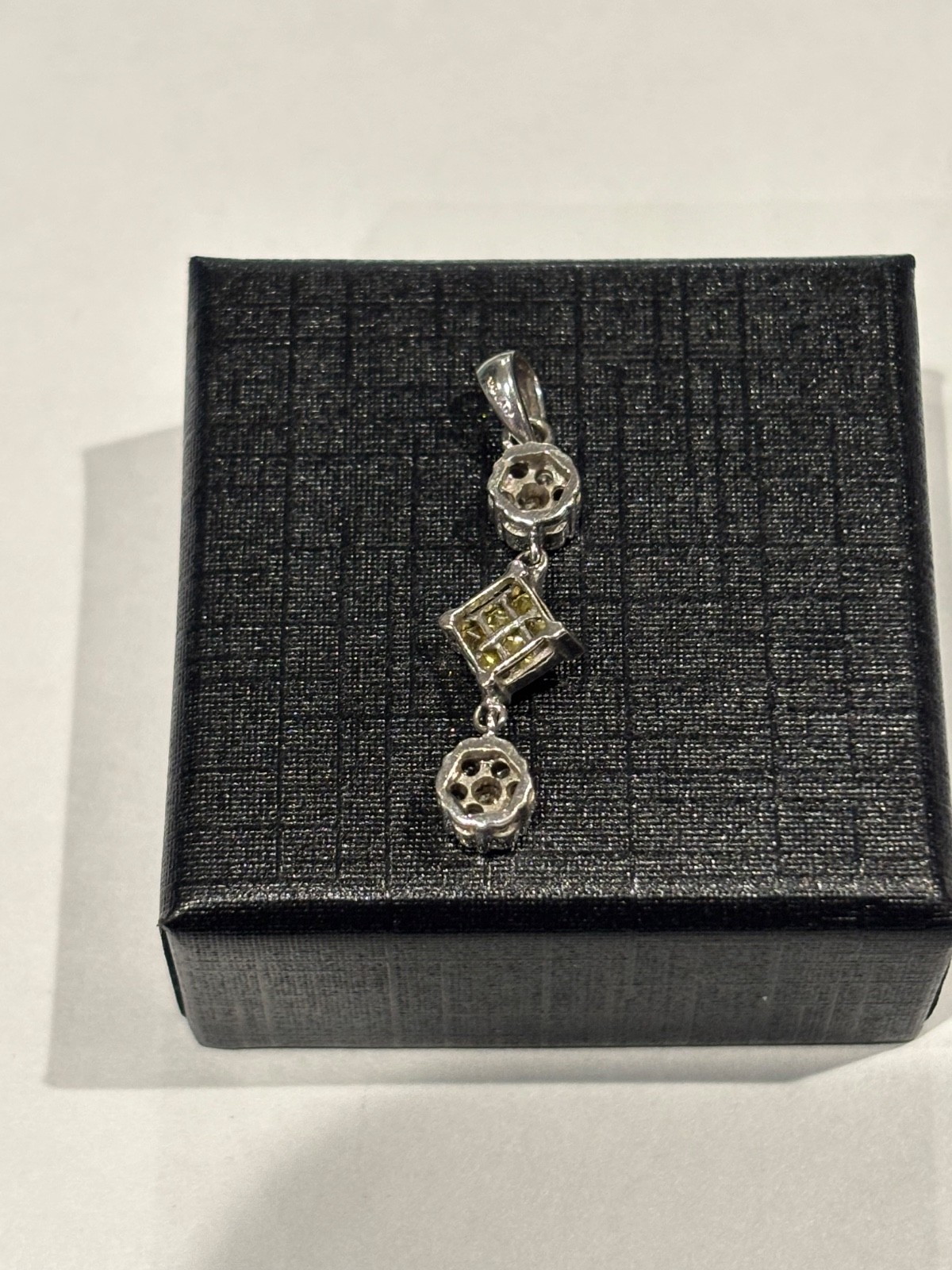 Solid 14kt White Gold Diamond Dangle Pendant Char… - image 2