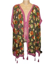 Ivy Jane Kimono Open Cardigan Jacket Tassels Lg Oversized Fit Boho Festival