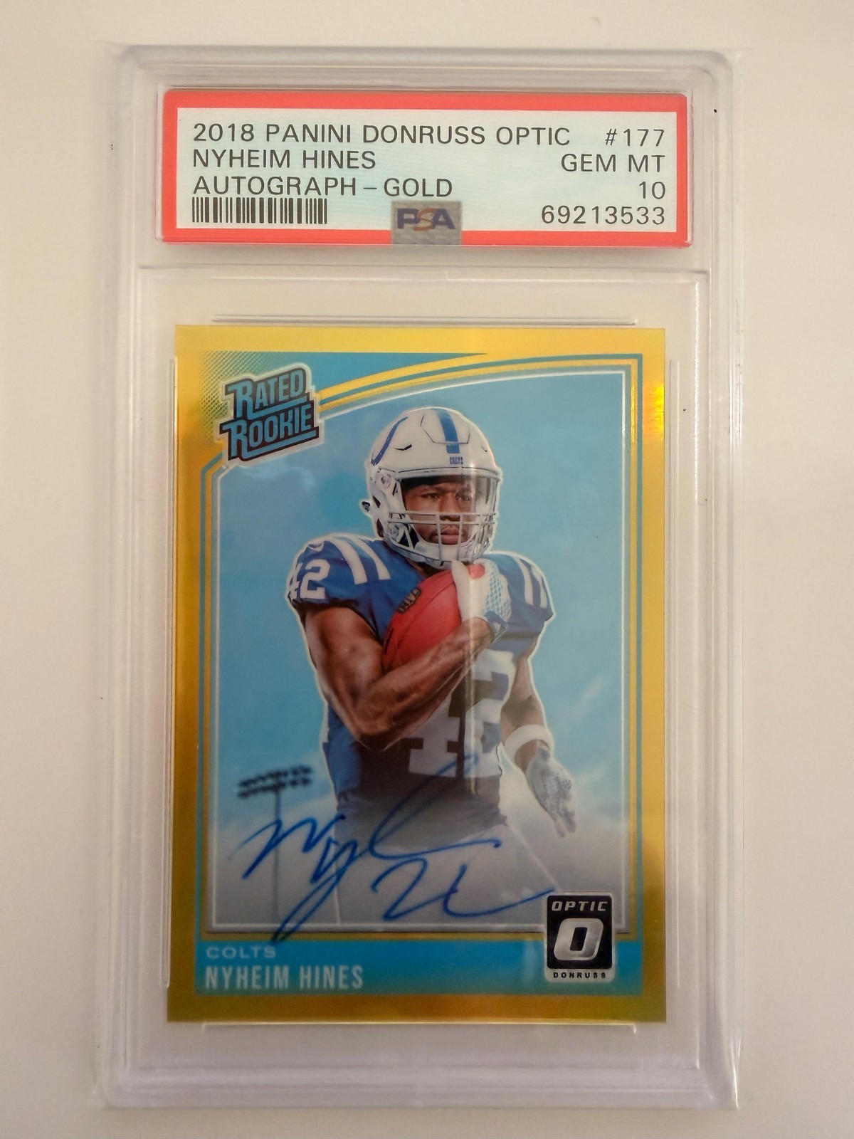 Nyheim Hines Panini Donruss Optic #177 Autograph- Gold