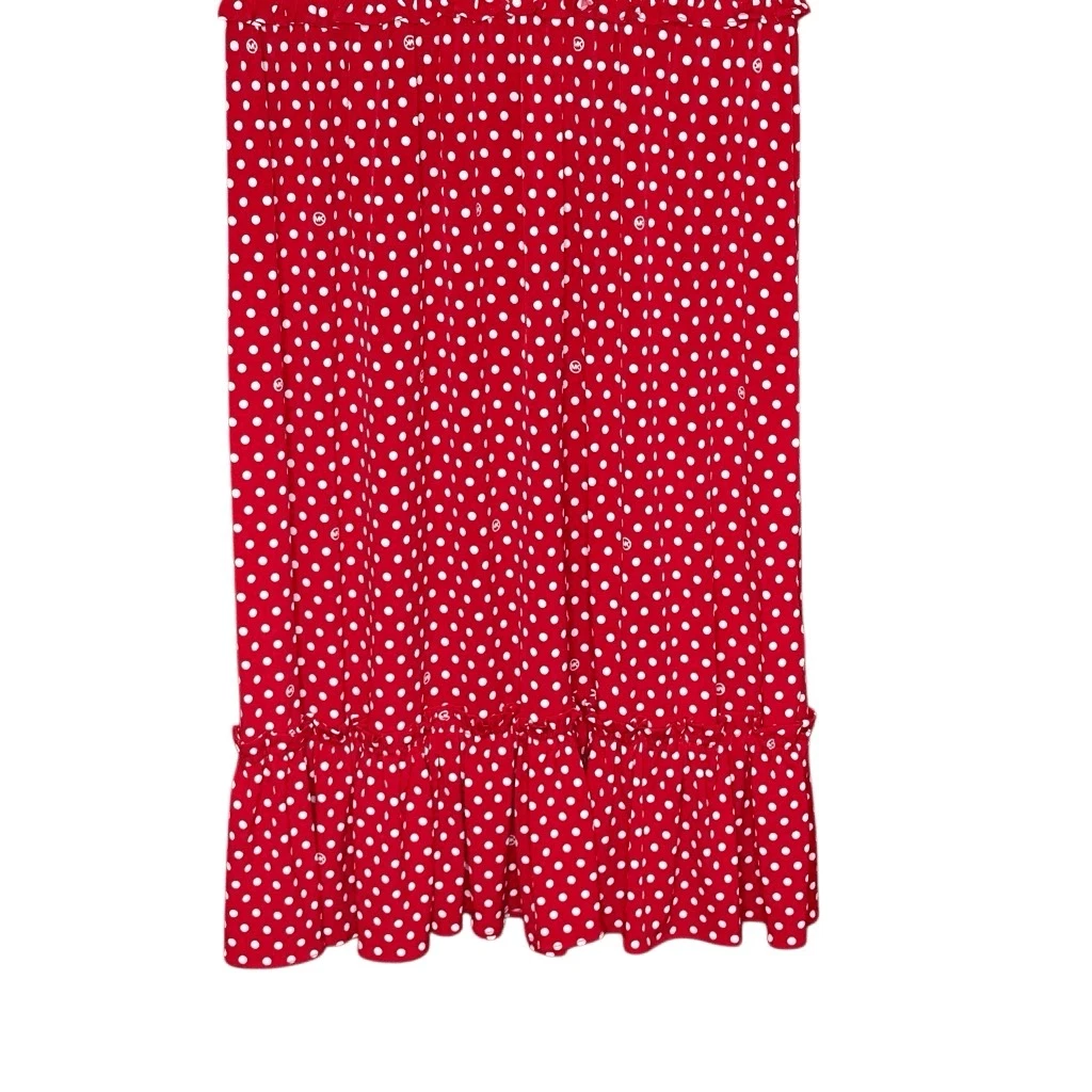 Abito midi Michael Kors rosso bianco a pois vita fumè taglia L nuovo