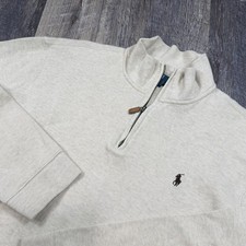 Polo Ralph Lauren 1/4 Zip Pullover Sweater Men's XXL Beige Cotton Pony Logo