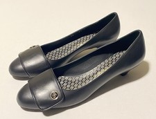 Salvatore Ferragamo Small Cone Heel Pumps Black Women Shoes Size 8.5C Made Italy