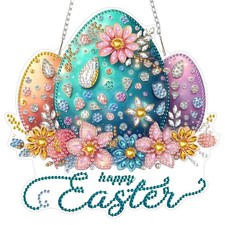 Easter Egg Diamond Art Hanging Kits for Adults Beginners, Flowers Diamond Art Su