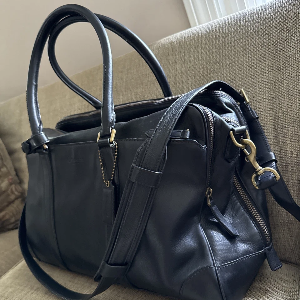 Bolso de viaje Coach Weekender Boston Bleecker de cuero negro # 71401 Foto 3 de 4