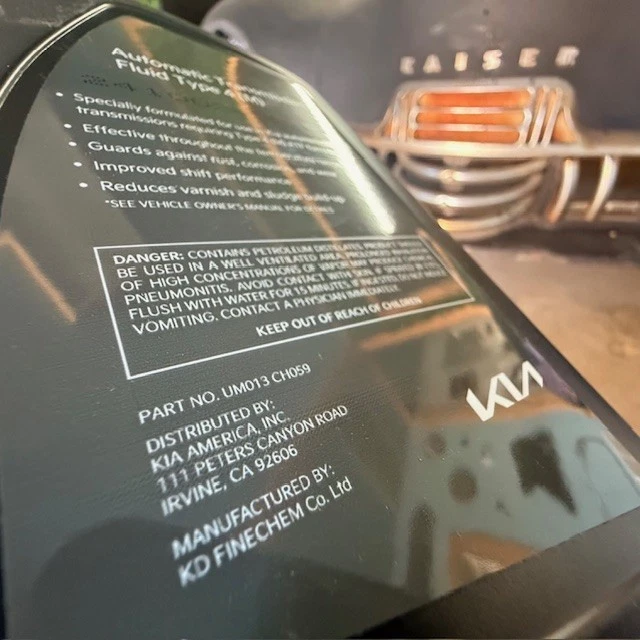 (5) Подлинная жидкость для автоматической коробки передач Kia ATF тип 4 1 кварта оригинальная UM013CH059 - Изображение 4 из 4