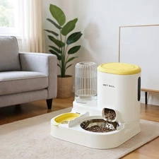 Automatic Cat Feeder & Water Dispenser - Dual Container for Dry/Wet Food, Two...