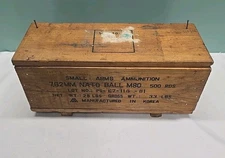 Vintage Small Arms Ammunition Wood Box 7.62 MM NATO BALL M 80 KOREA