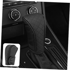 Leather Car Gear Shift Knob Cover, Exquisite Embroidery Design, Durable Black